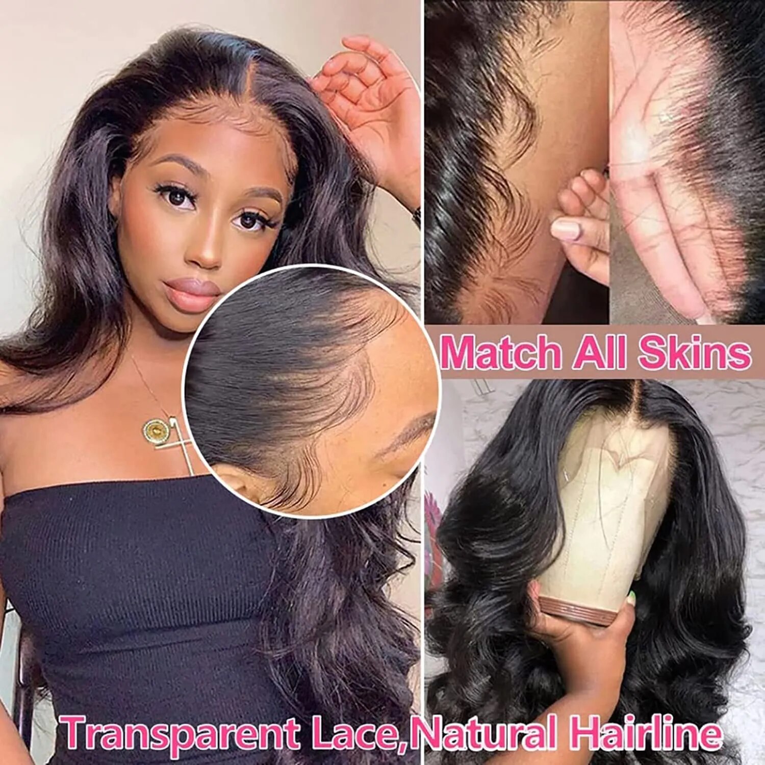 0.1mm Real HD Lace 13x4 HD Body Wave Lace Wigs Invisible Glueless Curly Lace Frontal Wig Deep Wave Human Hair Wig Gift Baby Hair