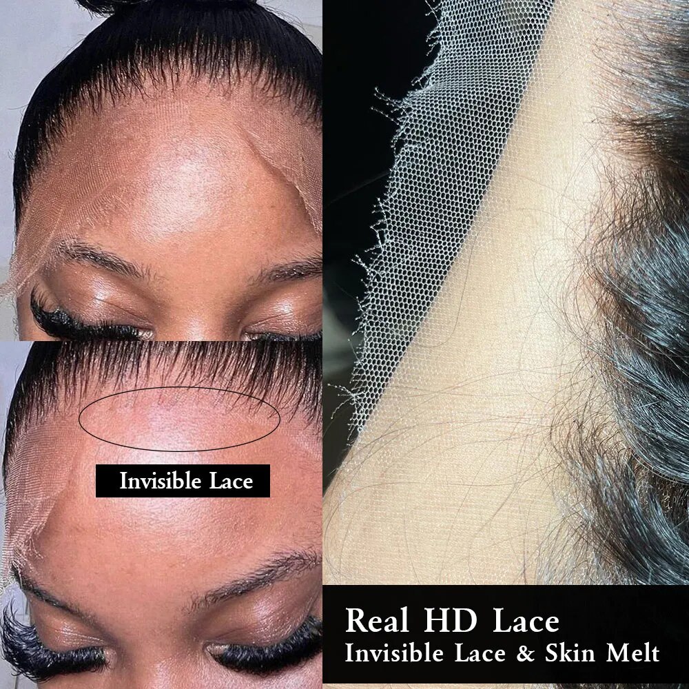 0.1mm Real HD Lace 13x4 HD Body Wave Lace Wigs Invisible Glueless Curly Lace Frontal Wig Deep Wave Human Hair Wig Gift Baby Hair