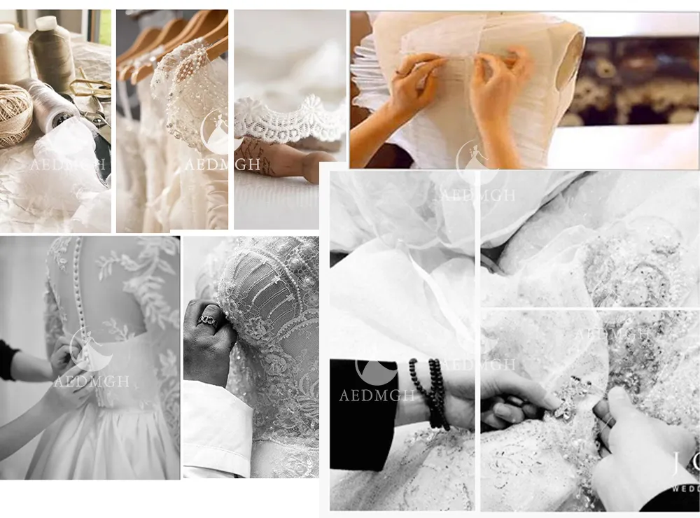 Aedmgh A-Line Elegant Wedding Dresses 2023 Boat Neck Long Sleeve Vestido De Novia Lace Appliques Flowers Romantic Robe De Mariee