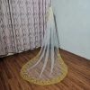 Golden charming sequin lace veil shining 2023 new cathedral wedding accessories bride with hair comb head veil