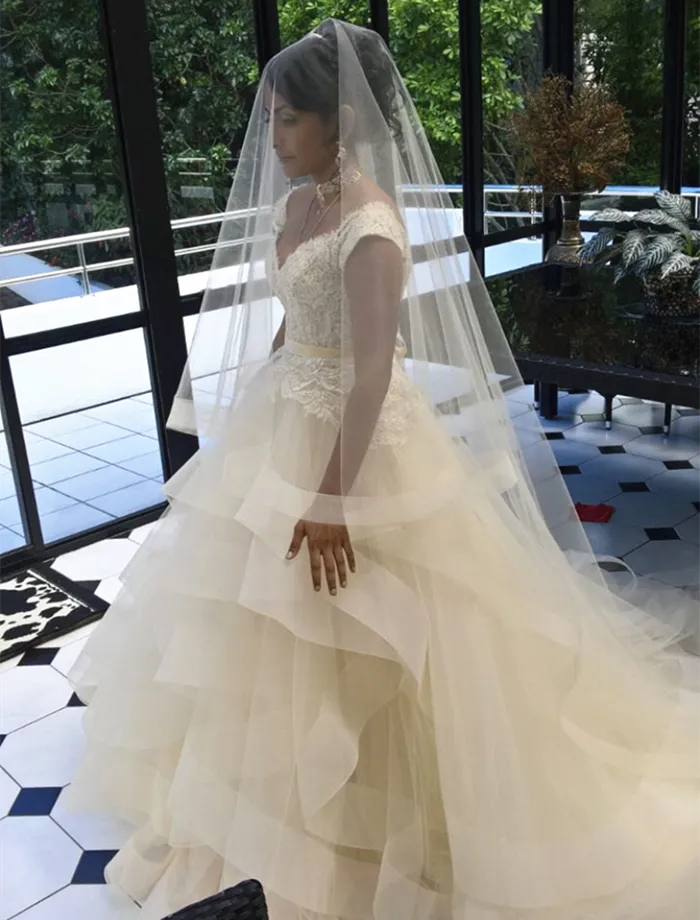 Wedding Veil Long Bridal Veil White Elegant Ivory Simple 1 Tier Blusher Soft Horsehair Edge Bride Drop Veil Cathedral 300cm