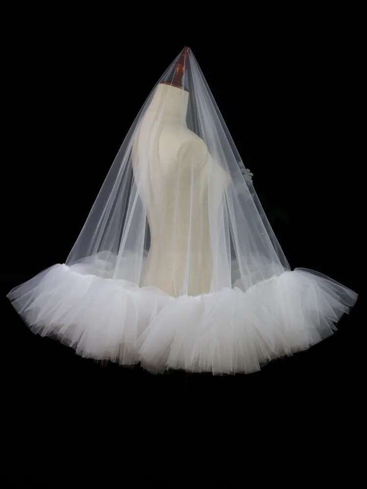 New Multi-layer Lace Bridal Veil Short Photo Studio Photo Shaggy Soft Gauze for Bride