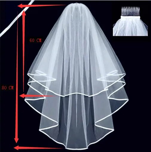 Short Simple Wedding Veil Tulle Two Layer With Comb White Ivory Bridal Veil for Bride for Marriage Wedding Accessories Short Simple Wedding Veil Tulle Two Layer With Comb White Ivory Bridal Veil for Bride for Marriage Wedding Accessories