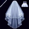 Short Simple Wedding Veil Tulle Two Layer With Comb White Ivory Bridal Veil for Bride for Marriage Wedding Accessories