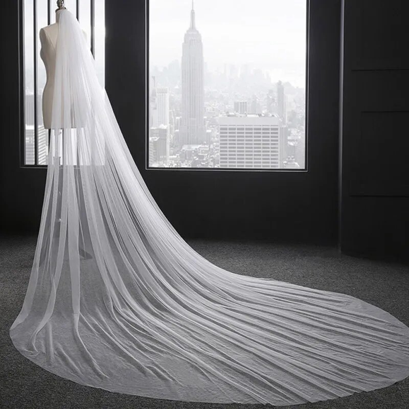 Ivory/White Cheap Soft Veil Simple Wedding Cathedral with Comb Veil Accessories 3m/4m for Brides 2022 New