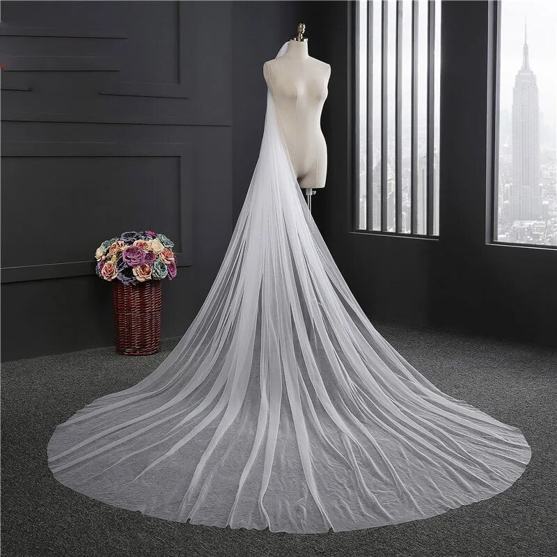Ivory/White Cheap Soft Veil Simple Wedding Cathedral with Comb Veil Accessories 3m/4m for Brides 2022 New