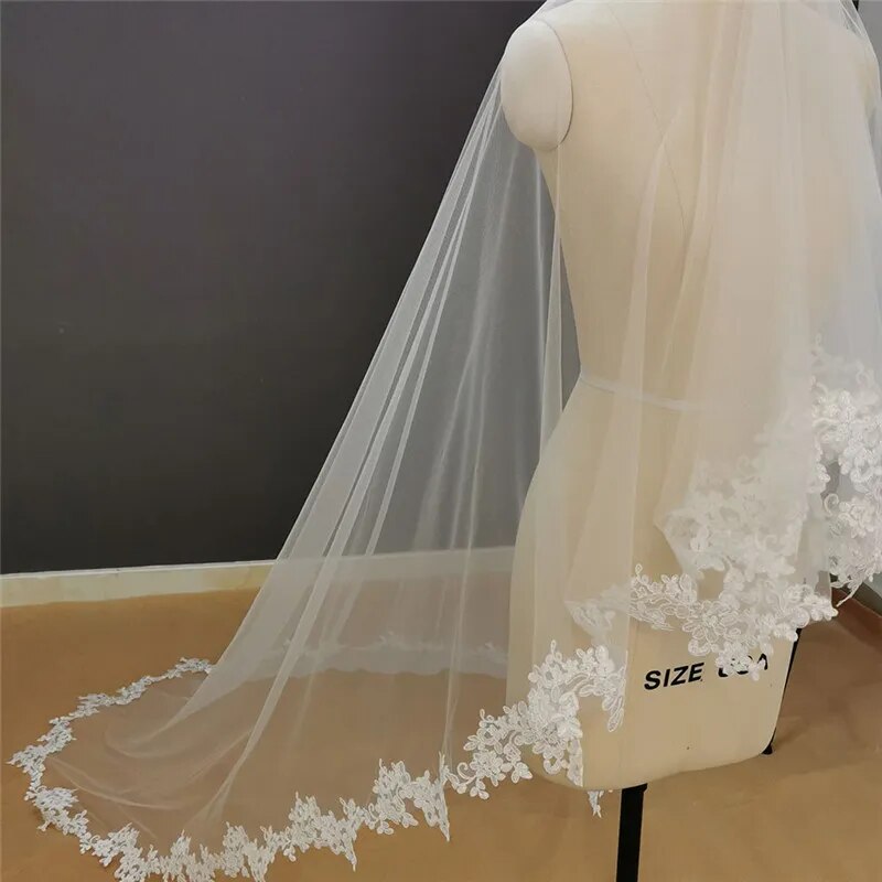 Real Photos 3.5 Meters Long Lace Wedding Veil WITHOUT Comb Soft Tulle White Ivory Bridal Veil Mantilla Veil Wedding Headpieces Real Photos 3.5 Meters Long Lace Wedding Veil WITHOUT Comb Soft Tulle White Ivory Bridal Veil Mantilla Veil Wedding Headpieces