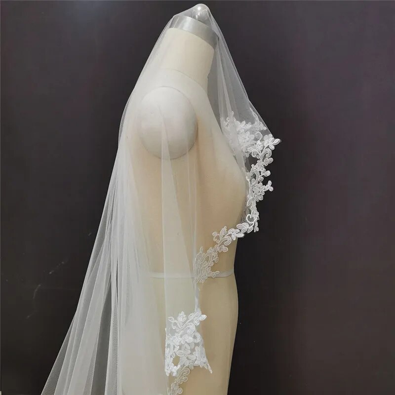Real Photos 3.5 Meters Long Lace Wedding Veil WITHOUT Comb Soft Tulle White Ivory Bridal Veil Mantilla Veil Wedding Headpieces Real Photos 3.5 Meters Long Lace Wedding Veil WITHOUT Comb Soft Tulle White Ivory Bridal Veil Mantilla Veil Wedding Headpieces