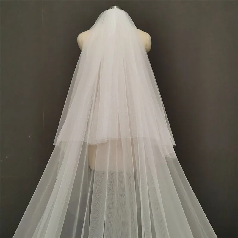 Real Photos 2 T Long Lace Wedding Veil 4 Meters White Ivory Bridal Veil with Comb Blusher Bride Headpiece Wedding Accessories Real Photos 2 T Long Lace Wedding Veil 4 Meters White Ivory Bridal Veil with Comb Blusher Bride Headpiece Wedding Accessories