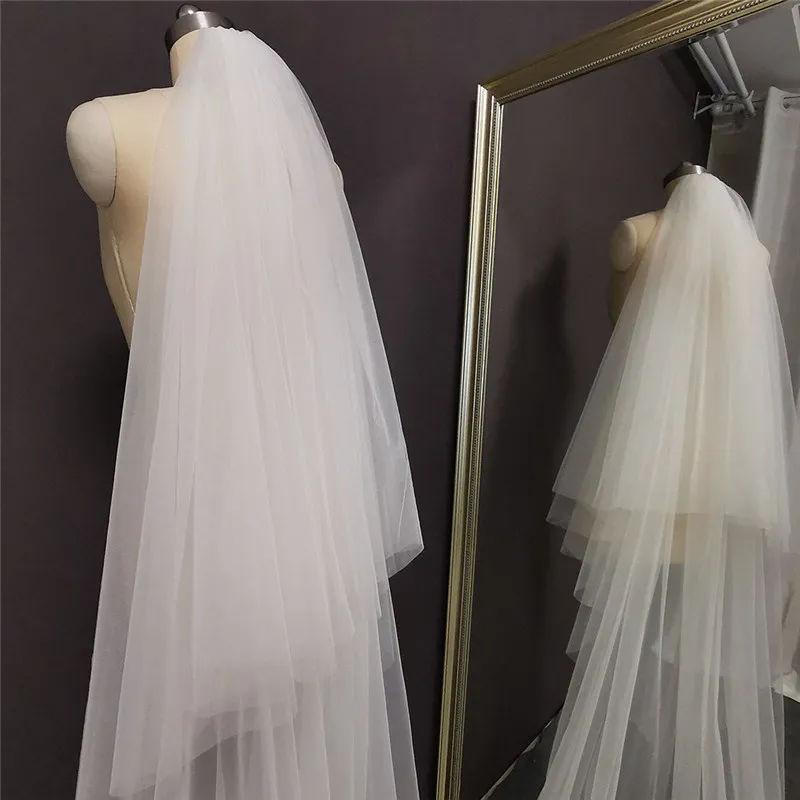 Real Photos 2 T Long Lace Wedding Veil 4 Meters White Ivory Bridal Veil with Comb Blusher Bride Headpiece Wedding Accessories Real Photos 2 T Long Lace Wedding Veil 4 Meters White Ivory Bridal Veil with Comb Blusher Bride Headpiece Wedding Accessories