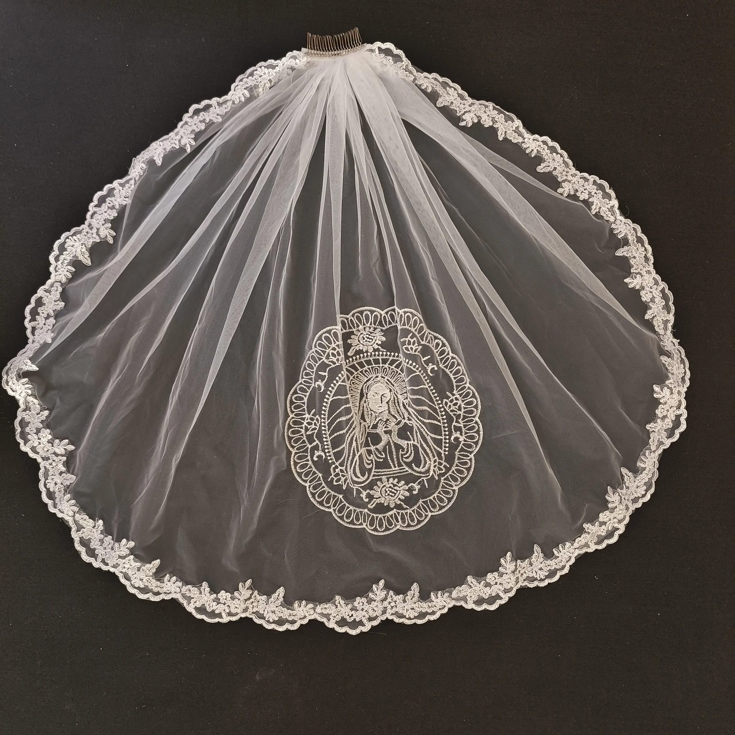 Women Head Covering Bridal Wedding Embroidery Bridal Wedding Catholic Church Veil