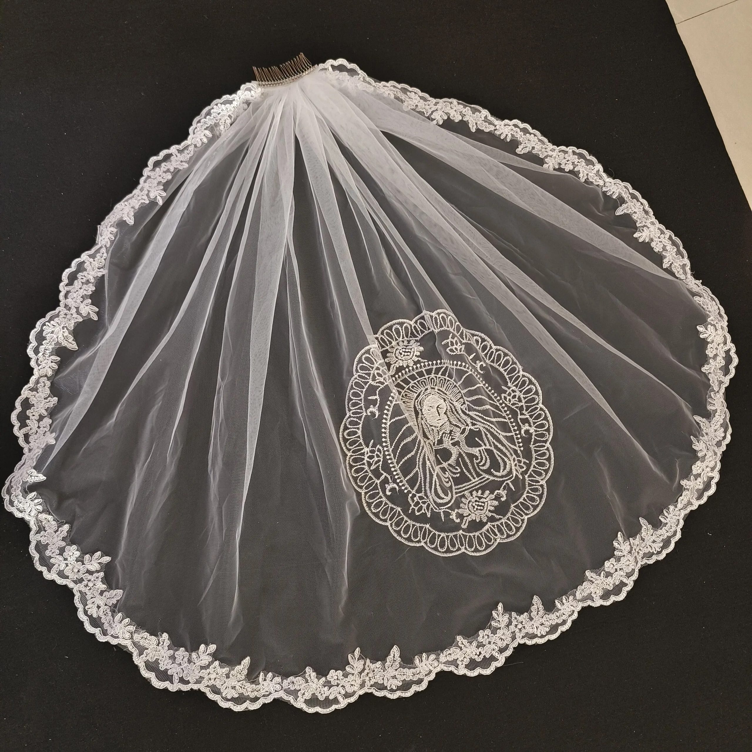 Women Head Covering Bridal Wedding Embroidery Bridal Wedding Catholic Church Veil