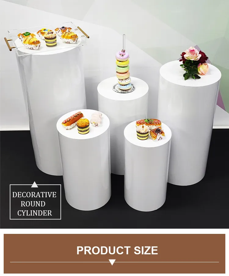 Table Dessert Table Cake Stand Birthday Wedding Party Event Decor Decoration Round Backdrop Base White Cylinder Stand