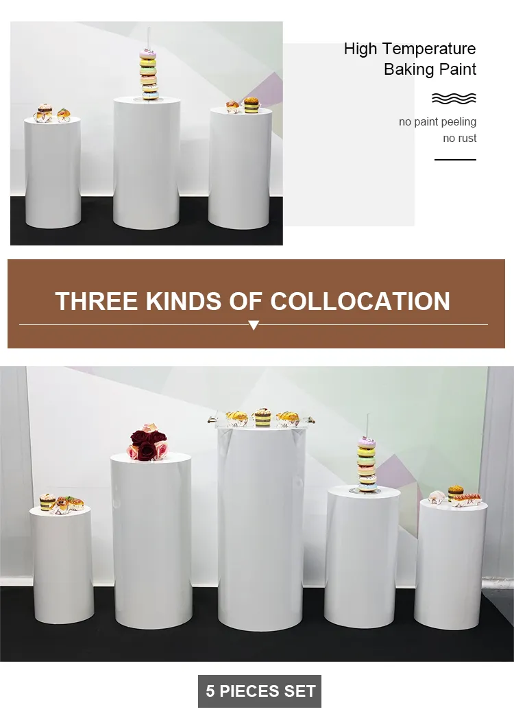 Table Dessert Table Cake Stand Birthday Wedding Party Event Decor Decoration Round Backdrop Base White Cylinder Stand