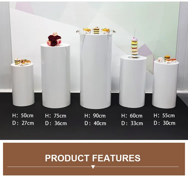 Table Dessert Table Cake Stand Birthday Wedding Party Event Decor Decoration Round Backdrop Base White Cylinder Stand