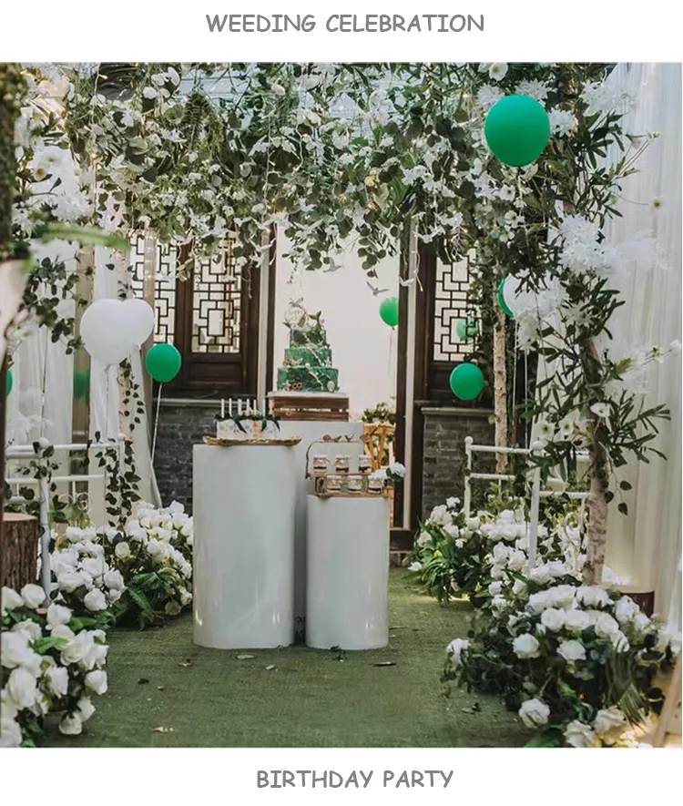 Table Dessert Table Cake Stand Birthday Wedding Party Event Decor Decoration Round Backdrop Base White Cylinder Stand