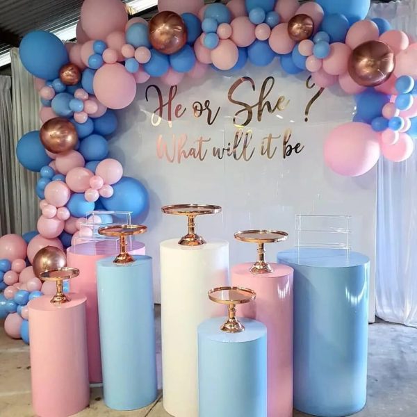 Table Dessert Table Cake Stand Birthday Wedding Party Event Decor Decoration Round Backdrop Base White Cylinder Stand