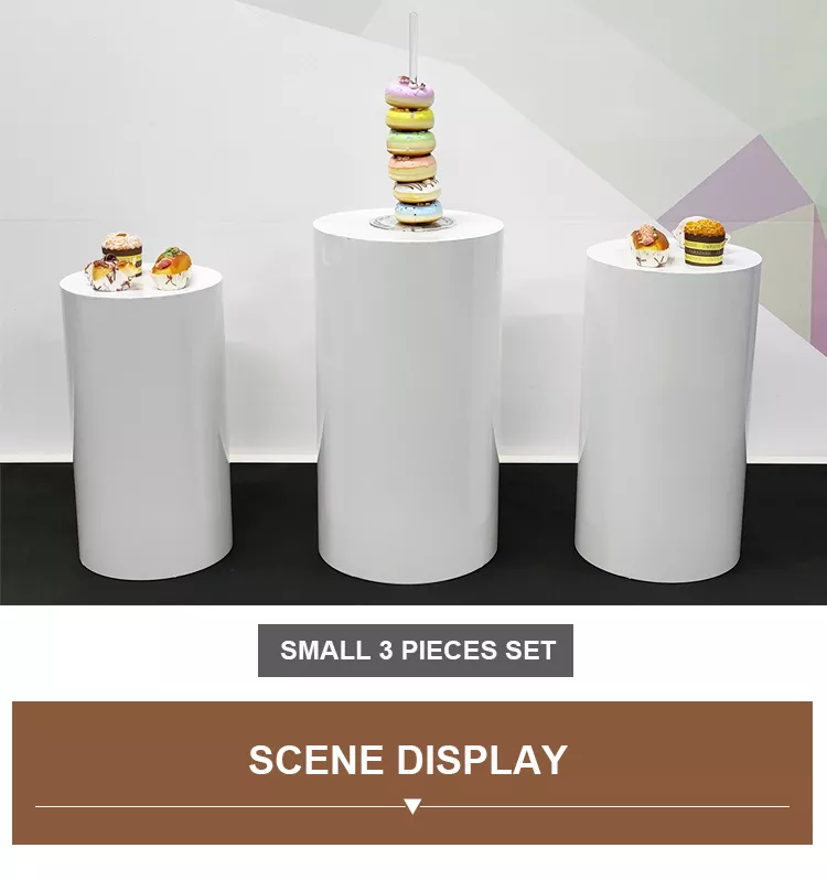 Table Dessert Table Cake Stand Birthday Wedding Party Event Decor Decoration Round Backdrop Base White Cylinder Stand
