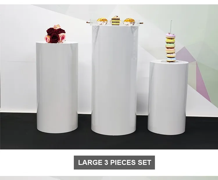 Table Dessert Table Cake Stand Birthday Wedding Party Event Decor Decoration Round Backdrop Base White Cylinder Stand