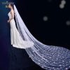 TOPQUEEN Powdered (with make-up) Bridal Veil of the Bride 3D Simulation Butterfly Veil 1 Tier Wedding Veil Long Soft VEIL V24
