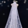 TOPQUEEN Powdered (with make-up) Bridal Veil of the Bride 3D Simulation Butterfly Veil 1 Tier Wedding Veil Long Soft VEIL V24