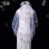 TOPQUEEN Powdered (with make-up) Bridal Veil of the Bride 3D Simulation Butterfly Veil 1 Tier Wedding Veil Long Soft VEIL V24