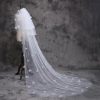 Tulle Wedding Dress Veils Fluffy White Flowers Petal Multi Layer Super Long Bridal Hair Veil Bride Fairy Marriage