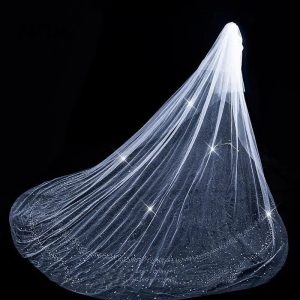 NZUK Cathedral Bridal Veil Sequins Beaded Long Sparkle Veil Wedding Veil With Comb velo catedral ivory