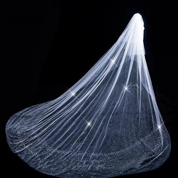 NZUK Cathedral Bridal Veil Sequins Beaded Long Sparkle Veil Wedding Veil With Comb velo catedral ivory