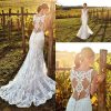 Sexy Deep V Neck Mermaid Vestidos De Novia Appliques Vestido De Noiva Spaghetti Straps Wedding Dresses Lace Robe De Mariée