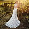 Sexy Deep V Neck Mermaid Vestidos De Novia Appliques Vestido De Noiva Spaghetti Straps Wedding Dresses Lace Robe De Mariée