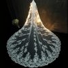 5m 4m 3m Long Wedding Bridal Veils Lace Appiques Edge 1 T Tulle Cathedral Veil with Comb Ivory Luxury Velo de Novia Voile mariee