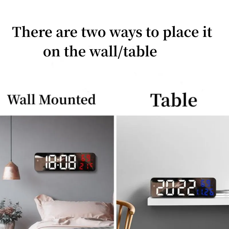 9 Inch Large Digital Wall Clock Temperature and Humidity Display Night Mode Table Alarm Clock 12/24H Electronic LED Clock 9 Inch Large Digital Wall Clock Temperature and Humidity Display Night Mode Table Alarm Clock 12/24H Electronic LED Clock