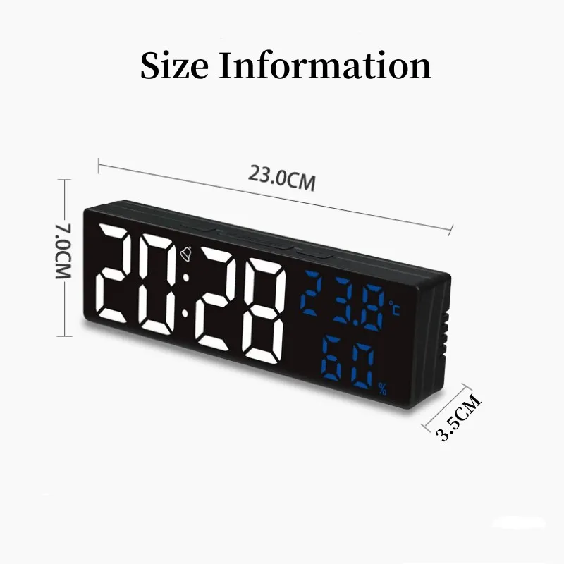 9 Inch Large Digital Wall Clock Temperature and Humidity Display Night Mode Table Alarm Clock 12/24H Electronic LED Clock 9 Inch Large Digital Wall Clock Temperature and Humidity Display Night Mode Table Alarm Clock 12/24H Electronic LED Clock