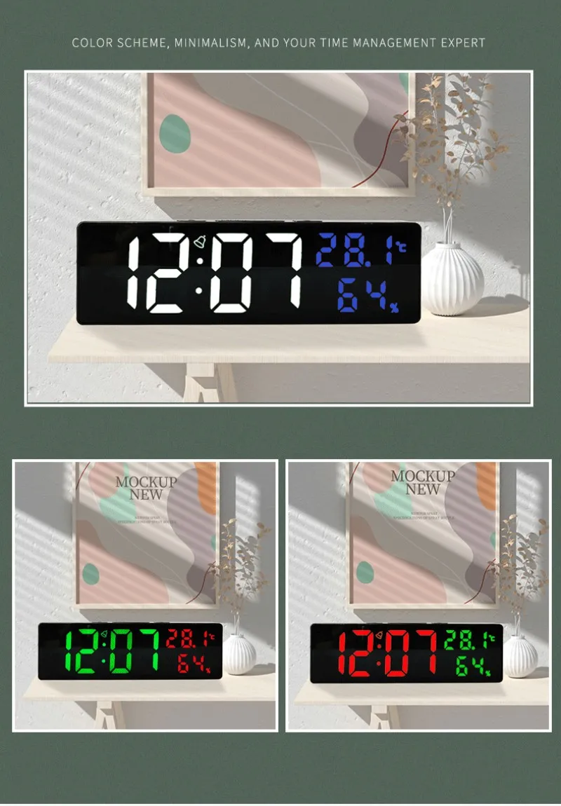 9 Inch Large Digital Wall Clock Temperature and Humidity Display Night Mode Table Alarm Clock 12/24H Electronic LED Clock 9 Inch Large Digital Wall Clock Temperature and Humidity Display Night Mode Table Alarm Clock 12/24H Electronic LED Clock
