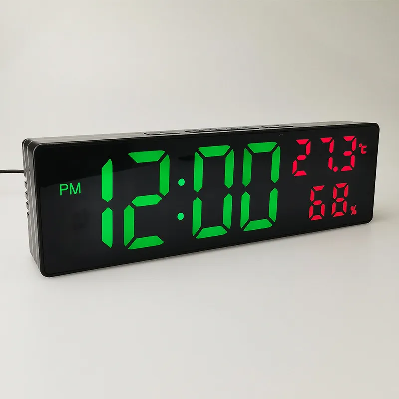 9 Inch Large Digital Wall Clock Temperature and Humidity Display Night Mode Table Alarm Clock 12/24H Electronic LED Clock 9 Inch Large Digital Wall Clock Temperature and Humidity Display Night Mode Table Alarm Clock 12/24H Electronic LED Clock