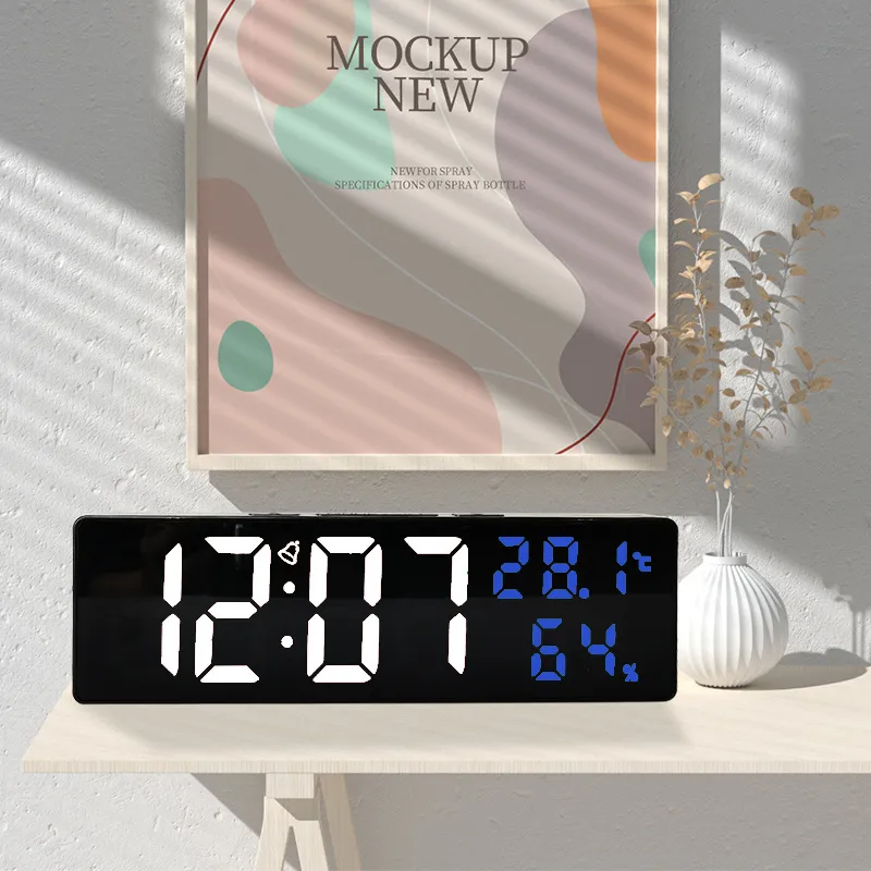9 Inch Large Digital Wall Clock Temperature and Humidity Display Night Mode Table Alarm Clock 12/24H Electronic LED Clock 9 Inch Large Digital Wall Clock Temperature and Humidity Display Night Mode Table Alarm Clock 12/24H Electronic LED Clock