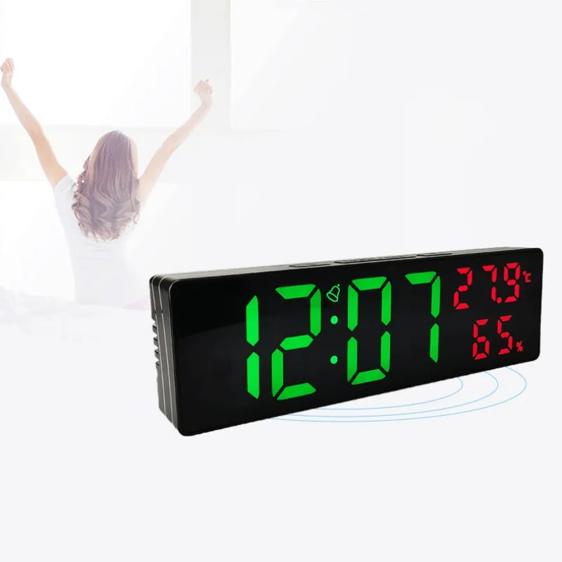 9 Inch Large Digital Wall Clock Temperature and Humidity Display Night Mode Table Alarm Clock 12/24H Electronic LED Clock 9 Inch Large Digital Wall Clock Temperature and Humidity Display Night Mode Table Alarm Clock 12/24H Electronic LED Clock