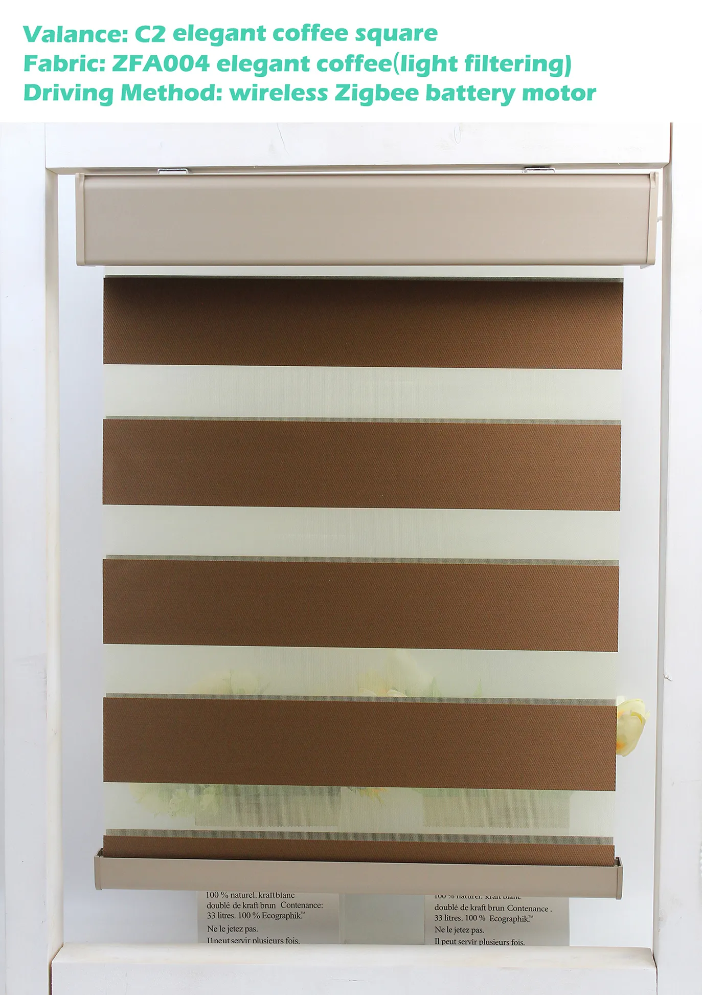 Decopedia Custom Made Zebra Blinds for Windows Motorized Roller Blinds Blackout Day and Night Window Blinds for Sliding Door