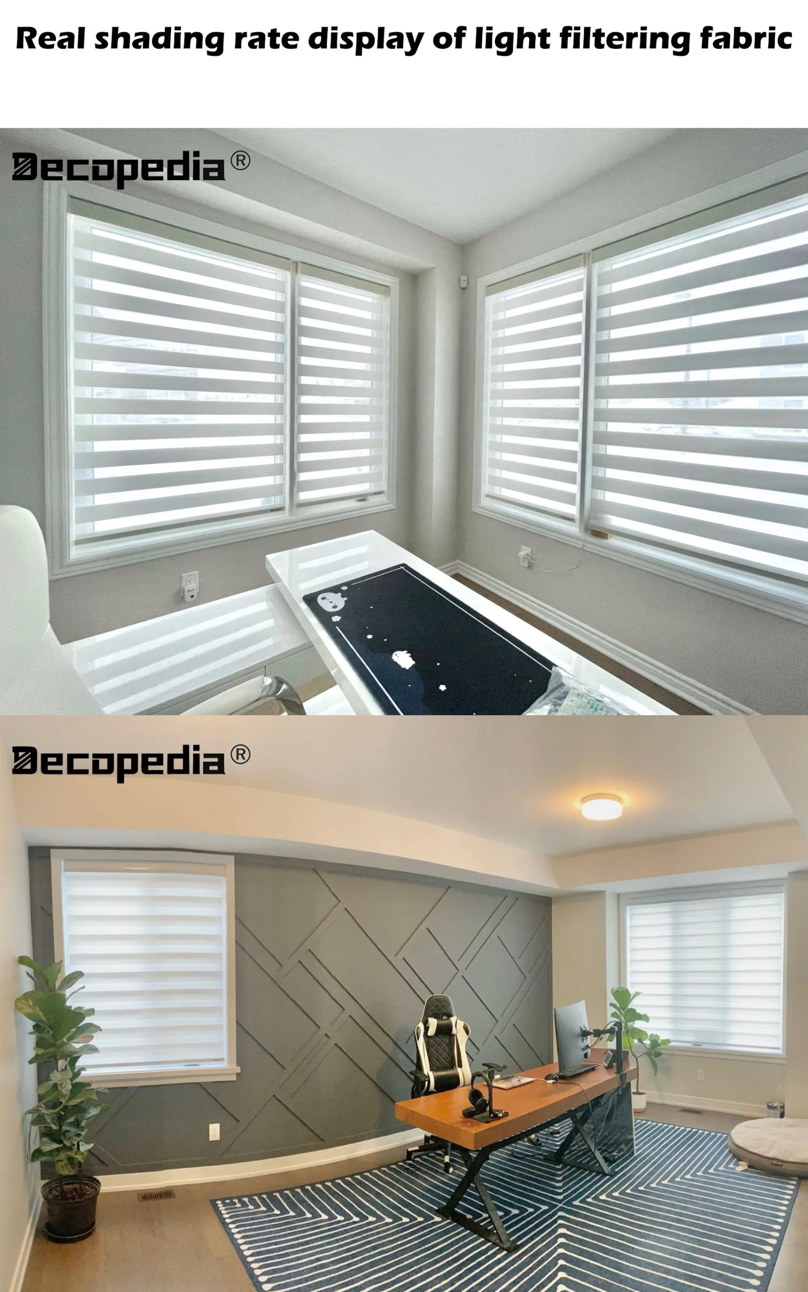 Decopedia Custom Made Zebra Blinds for Windows Motorized Roller Blinds Blackout Day and Night Window Blinds for Sliding Door