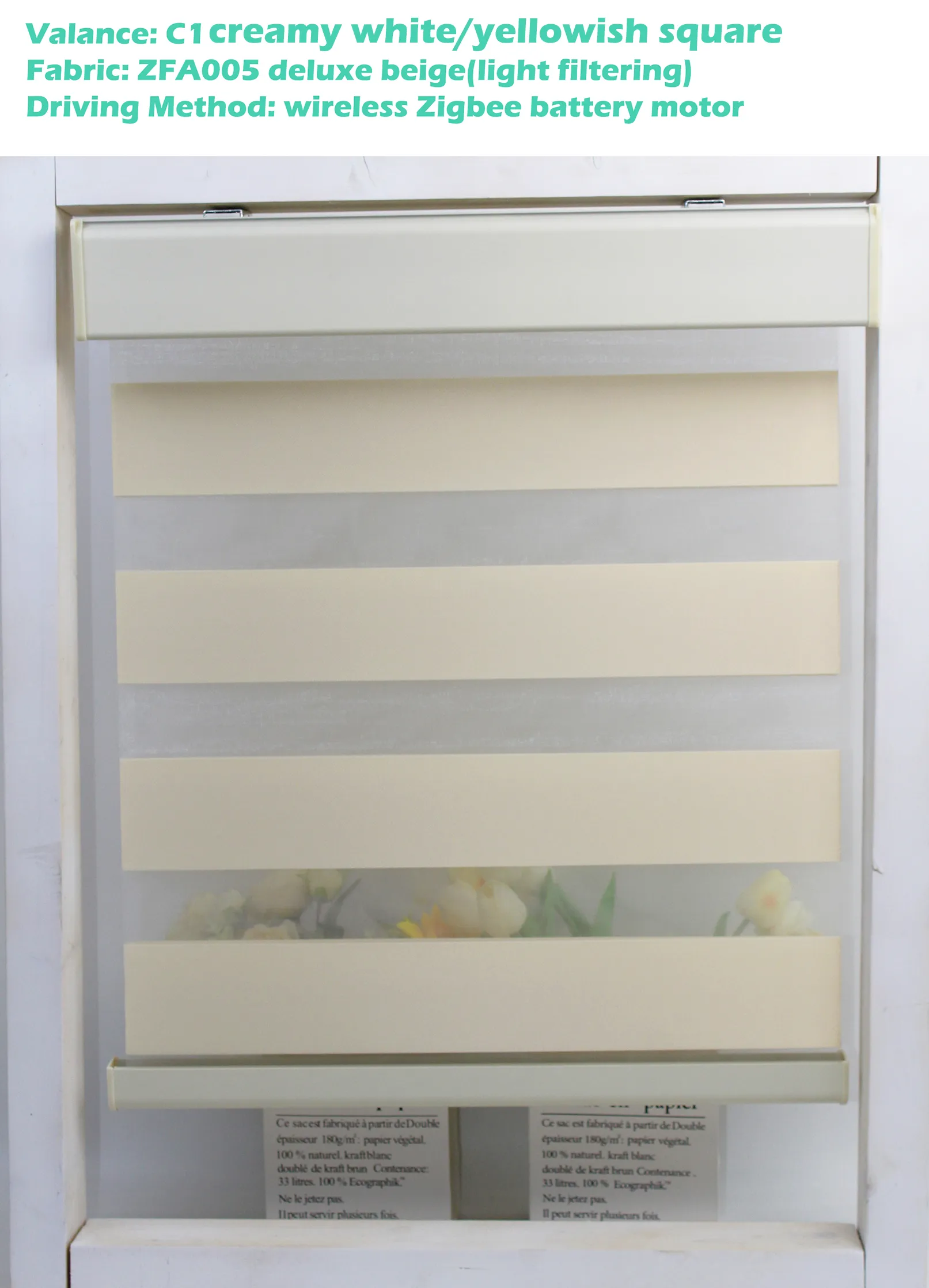 Decopedia Custom Made Zebra Blinds for Windows Motorized Roller Blinds Blackout Day and Night Window Blinds for Sliding Door