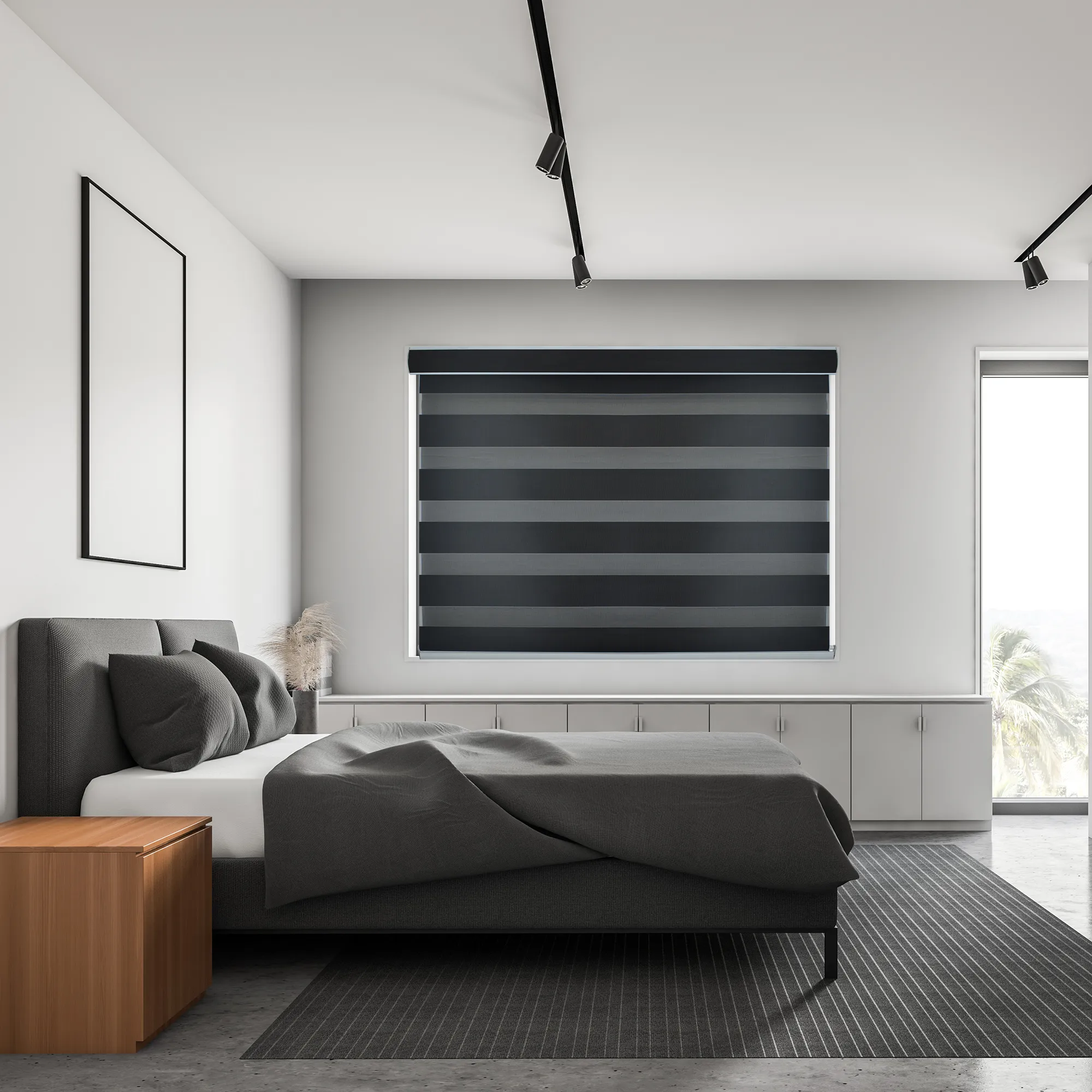 Decopedia Custom Made Zebra Blinds for Windows Motorized Roller Blinds Blackout Day and Night Window Blinds for Sliding Door