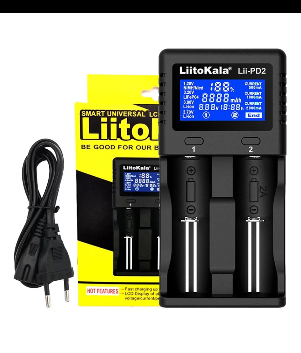 Liitokala Lii-PD2 Lii-PD4 18650 Battery Charger,3.7V 26650 18350 16340 18500 14500 1.2V NI-MH AA AAA LCD Multifunction Charger Liitokala Lii-PD2 Lii-PD4 18650 Battery Charger,3.7V 26650 18350 16340 18500 14500 1.2V NI-MH AA AAA LCD Multifunction Charger