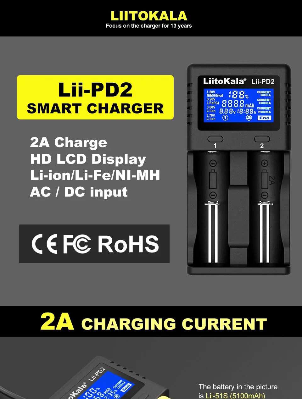 Liitokala Lii-PD2 Lii-PD4 18650 Battery Charger,3.7V 26650 18350 16340 18500 14500 1.2V NI-MH AA AAA LCD Multifunction Charger Liitokala Lii-PD2 Lii-PD4 18650 Battery Charger,3.7V 26650 18350 16340 18500 14500 1.2V NI-MH AA AAA LCD Multifunction Charger