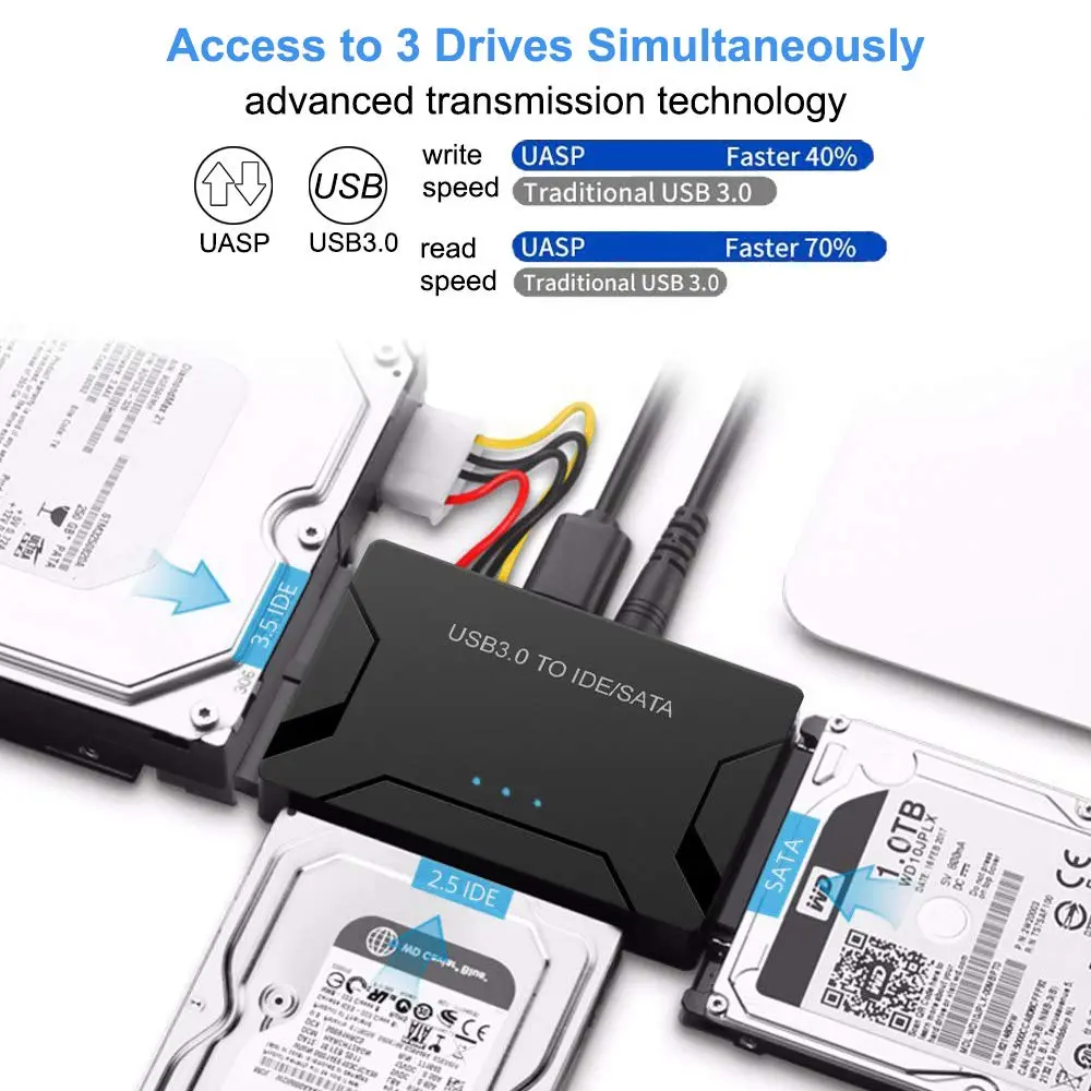 USB 3.0 to SATA IDE Hard Disk Adapter Converter Cable for 3.5 2.5 inch HDD/SSD CD DVD ROM CD-RW 3 in 1 IDE SATA Adapter USB 3.0 to SATA IDE Hard Disk Adapter Converter Cable for 3.5 2.5 inch HDD/SSD CD DVD ROM CD-RW 3 in 1 IDE SATA Adapter