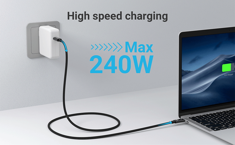 USB 4 Cable 3.2 ft 8K display 40 Gbps data transfer  240W charging USB C to USB C cable Compatible with Type-C interface devices