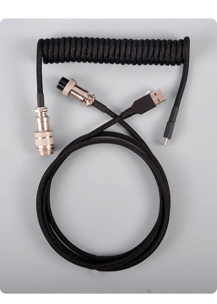3M Type C Mechanical Keyboard Coiled Cable USB Keyboard Wire Mechanical Keyboard Aviator Desktop Computer Aviation Connector