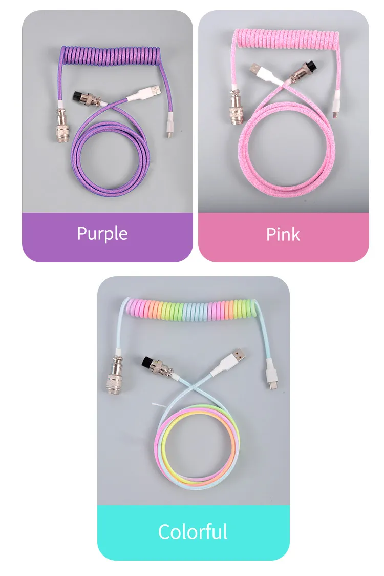 3M Type C Mechanical Keyboard Coiled Cable USB Keyboard Wire Mechanical Keyboard Aviator Desktop Computer Aviation Connector