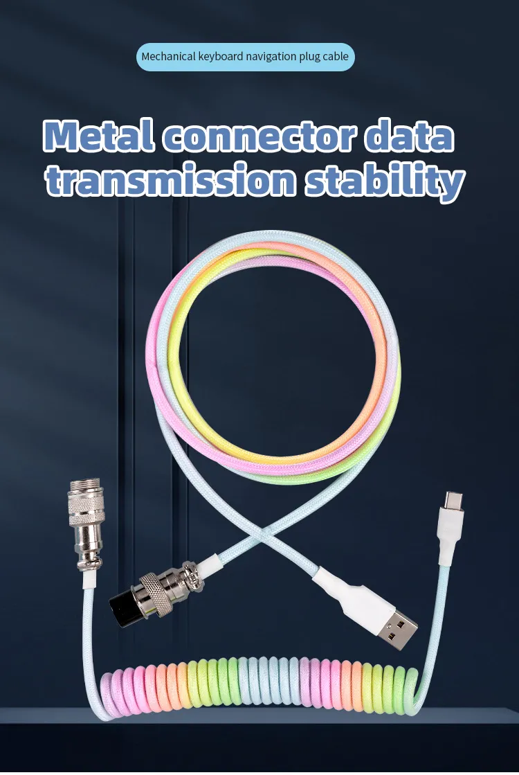 3M Type C Mechanical Keyboard Coiled Cable USB Keyboard Wire Mechanical Keyboard Aviator Desktop Computer Aviation Connector