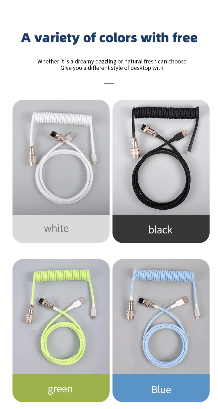 3M Type C Mechanical Keyboard Coiled Cable USB Keyboard Wire Mechanical Keyboard Aviator Desktop Computer Aviation Connector